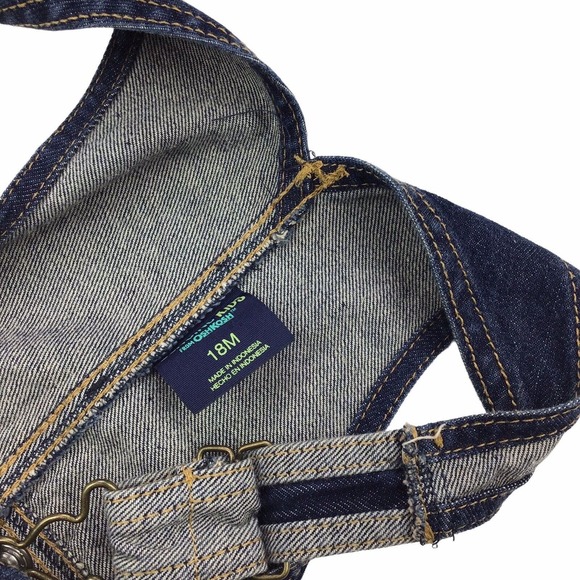 Oshkosh Genuine Kids 18 Months Denim Short Summer Bib Overalls Snap Up, Pockets - Picture 4 of 4